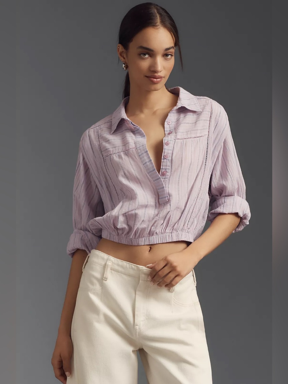 Anthropologie Pilcro Flared Shoulder Buttondown Shirt. Size L. NWTs